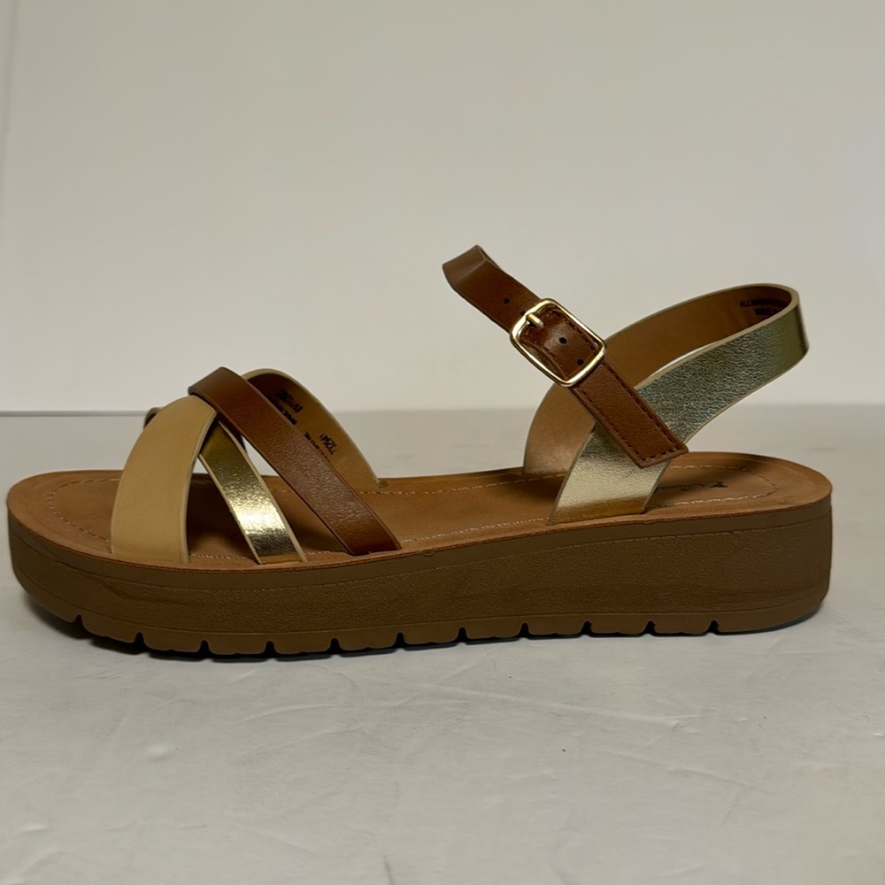 Sarah-Jayne Docia Sandal Girls Brown Strappy Vegan Leather New - Picture 2 of 5